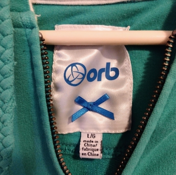 ORB Teal Zip Up Sweater Siza Large Body Fitting  Fitted - Picture 2 of 4